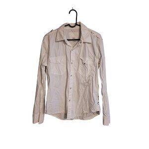 Buckle Shirt Mens M‎ Slim Fit Long Sleeve Button Up Graphic Design On Back